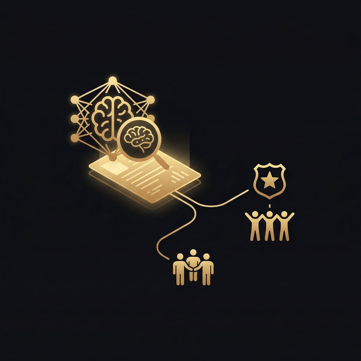 AI analysis examining report with branching paths to law enforcement and community