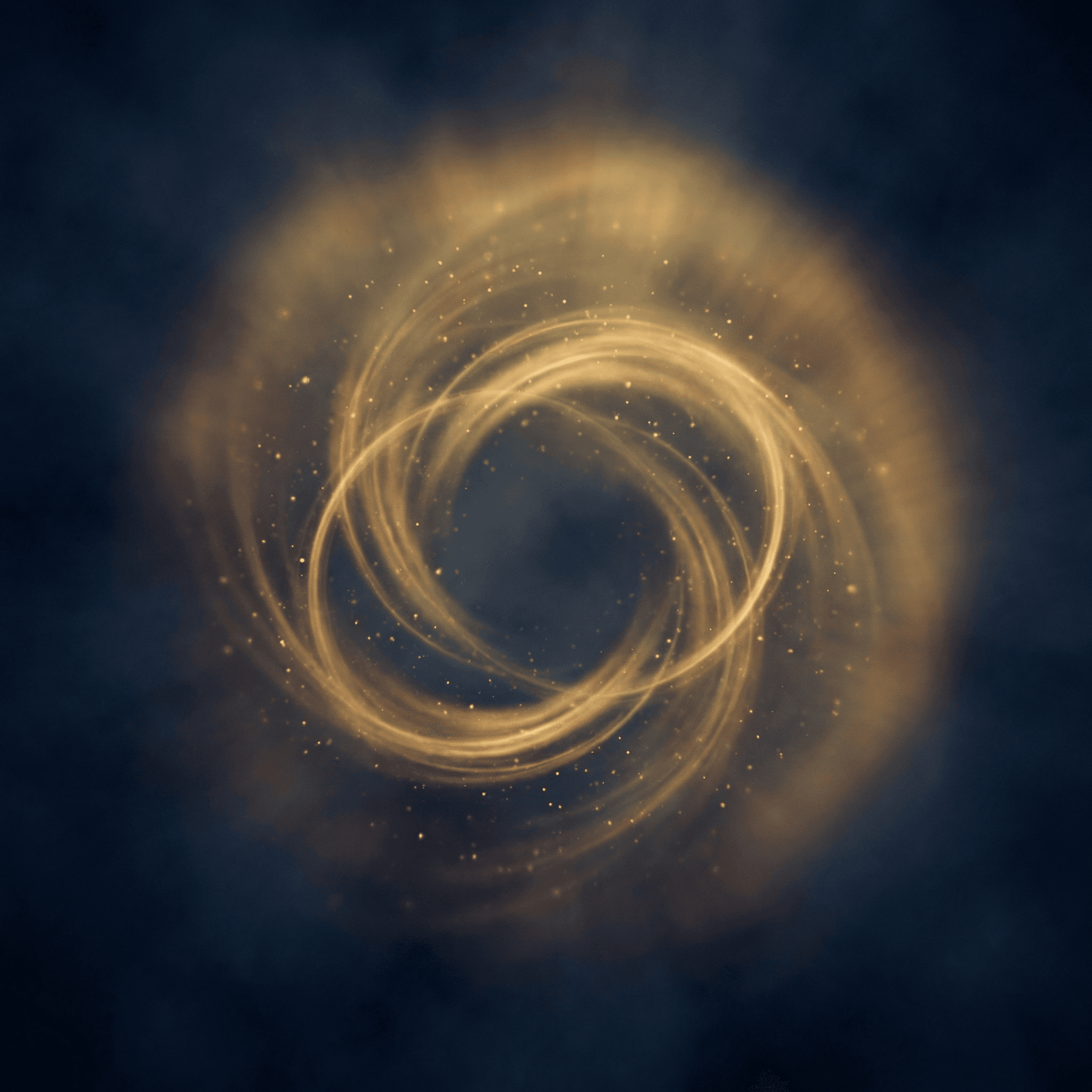 Abstract golden light spiral representing rhythmic breathing and calm